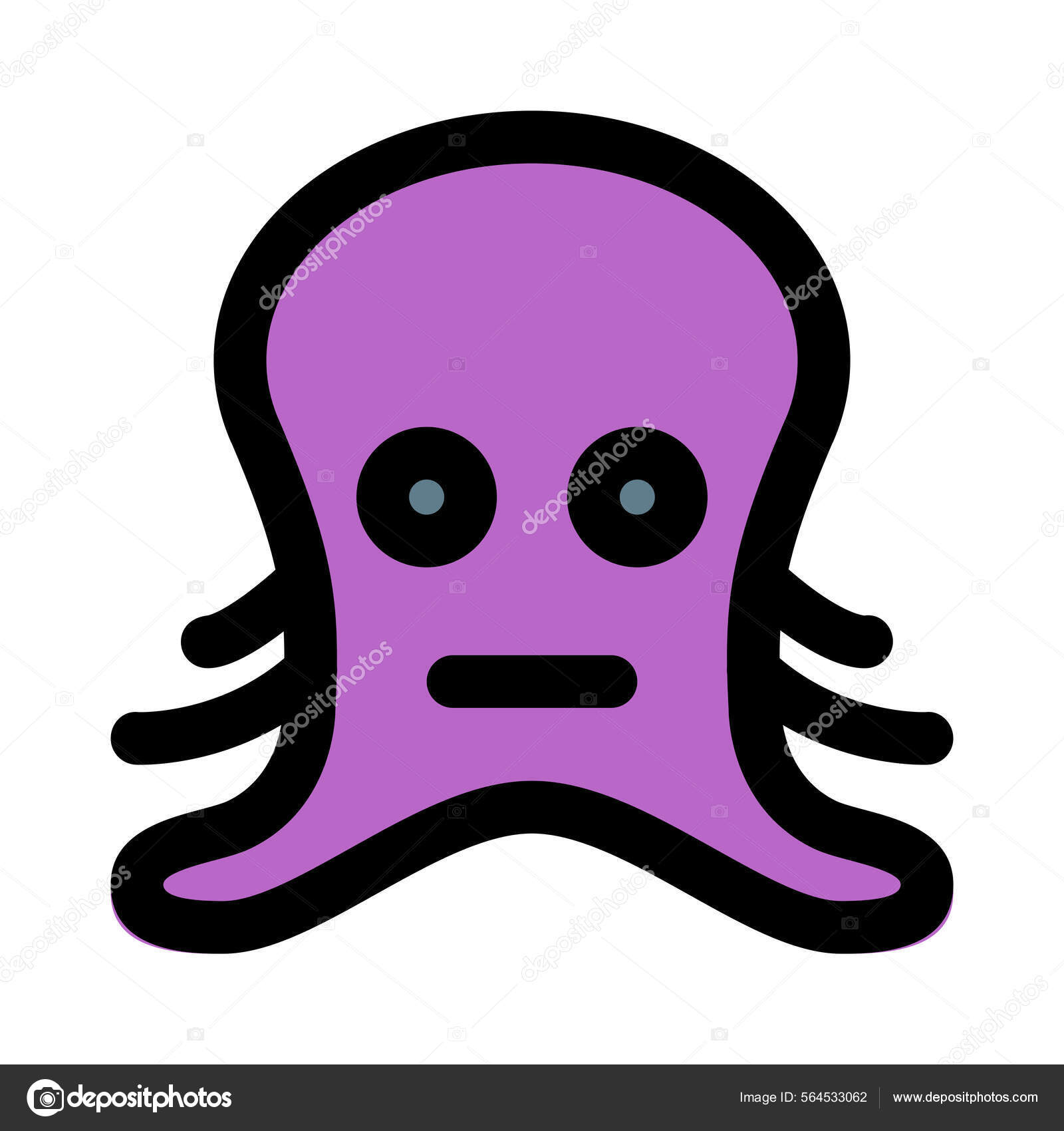 Neutral Octopus Face Emoji Flat Mouth Expression Stock Vector Image by