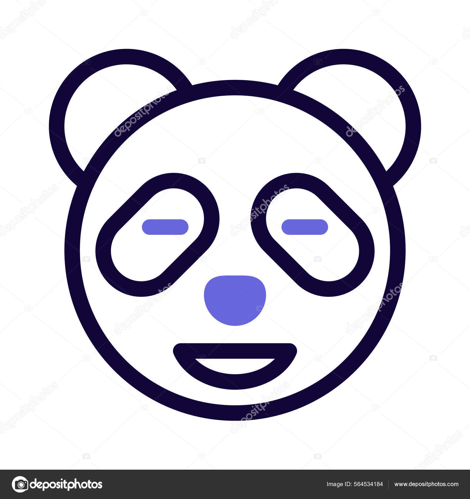 Panda Grinning Facial Expression Eyes Closed Stock Vector Image by