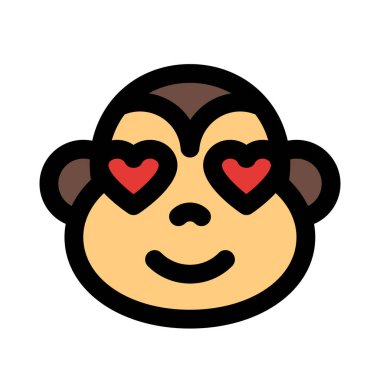 Âşık gözlü, mutlu maymun emojisi.
