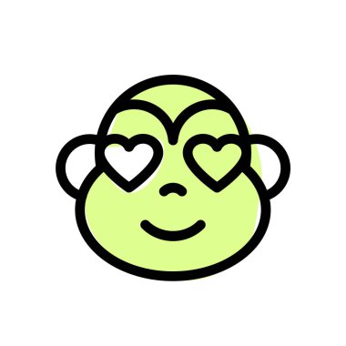 Âşık gözlü, mutlu maymun emojisi.