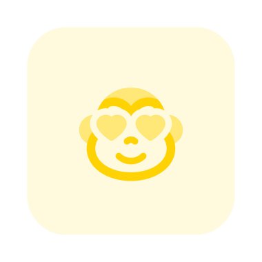 Âşık gözlü, mutlu maymun emojisi.