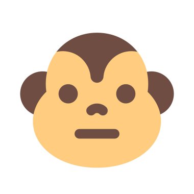 Tarafsız maymun suratı, düz ağızlı ifade.