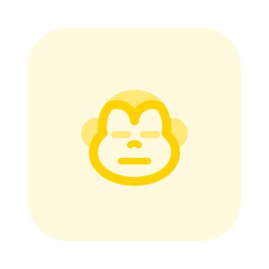 Ağız ifadeli, tarafsız yüzlü üzgün maymun.