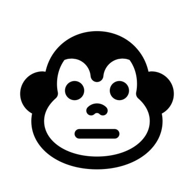 Tarafsız maymun suratı, düz ağızlı ifade.