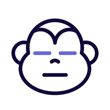 Ağız ifadeli, tarafsız yüzlü üzgün maymun.