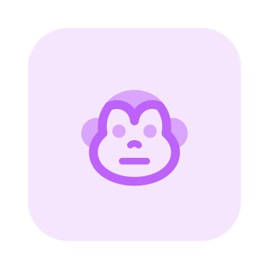 Tarafsız maymun suratı, düz ağızlı ifade.