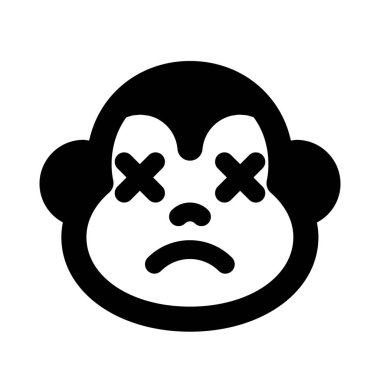 Gevşemiş ve nötr maymun yüz ifadesi emoticori