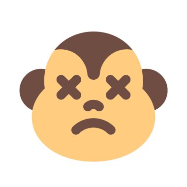 Gevşemiş ve nötr maymun yüz ifadesi emoticori