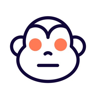 Tarafsız maymun suratı, düz ağızlı ifade.