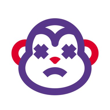 Gevşemiş ve nötr maymun yüz ifadesi emoticori