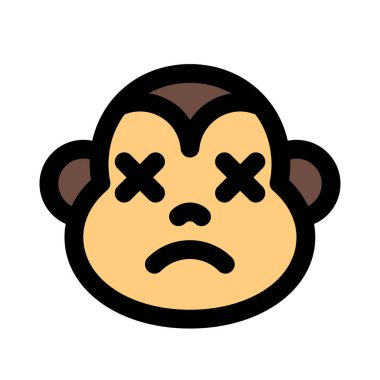 Gevşemiş ve nötr maymun yüz ifadesi emoticori