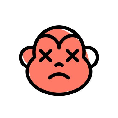 Gevşemiş ve nötr maymun yüz ifadesi emoticori