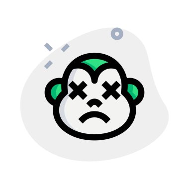 Gevşemiş ve nötr maymun yüz ifadesi emoticori