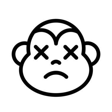 Gevşemiş ve nötr maymun yüz ifadesi emoticori