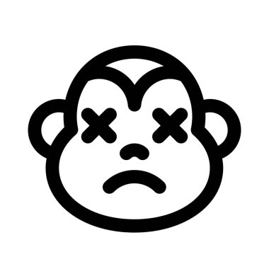 Gevşemiş ve nötr maymun yüz ifadesi emoticori