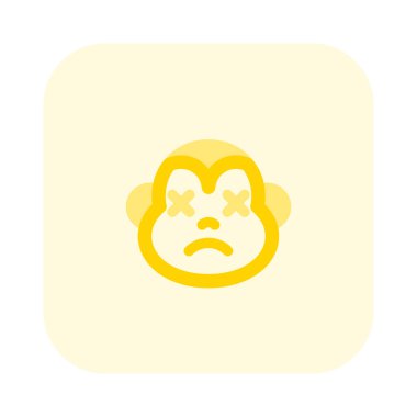 Gevşemiş ve nötr maymun yüz ifadesi emoticori