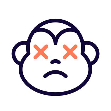 Gevşemiş ve nötr maymun yüz ifadesi emoticori