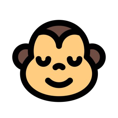 Gözleri kapalı gülümseyen maymun ifadeleri.