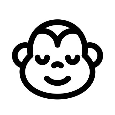 Gözleri kapalı gülümseyen maymun ifadeleri.