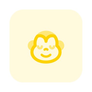 Gözleri kapalı gülümseyen maymun ifadeleri.