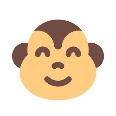 Mutlu gülümseyen maymun yüzü, gözleri kapalı emoji.