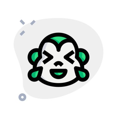 Maymun sevinç gözyaşlarıyla kahkaha atıyor.