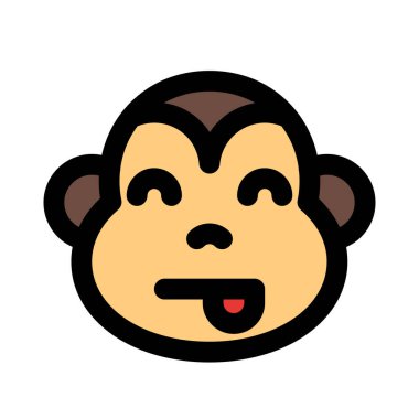 Maymun dili şakalaşması ve gülen emoji karakteri.