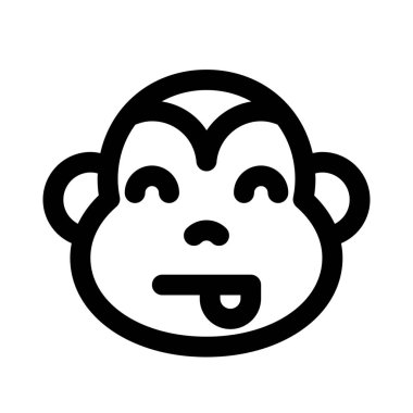 Maymun dili şakalaşması ve gülen emoji karakteri.