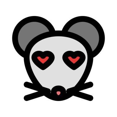 Kalbi olan mutlu romantik fare emojisi