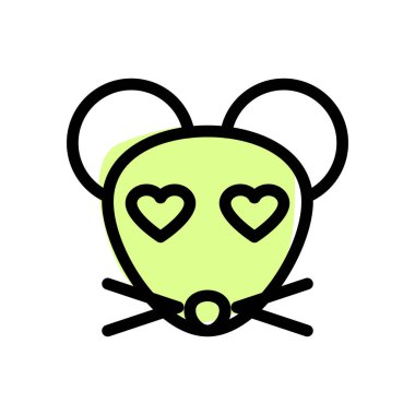 Kalbi olan mutlu romantik fare emojisi