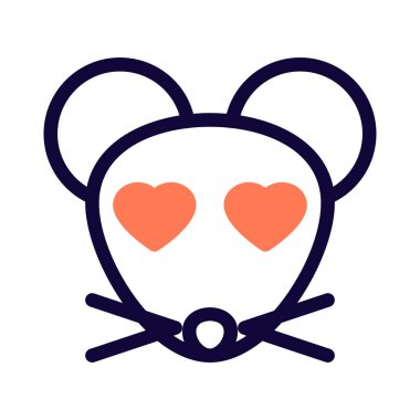 Kalbi olan mutlu romantik fare emojisi