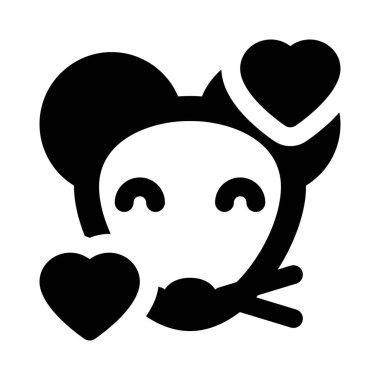 Gülen fare kalp etrafında dönüyor yüz ifadeleri