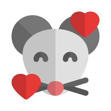 Gülen fare kalp etrafında dönüyor yüz ifadeleri