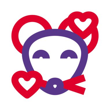 Gülen fare kalp etrafında dönüyor yüz ifadeleri