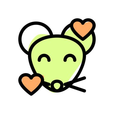 Gülen fare kalp etrafında dönüyor yüz ifadeleri