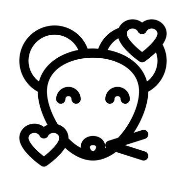 Gülen fare kalp etrafında dönüyor yüz ifadeleri