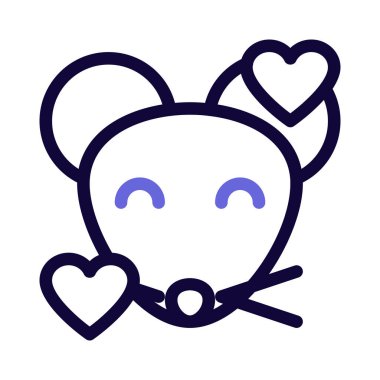 Gülen fare kalp etrafında dönüyor yüz ifadeleri