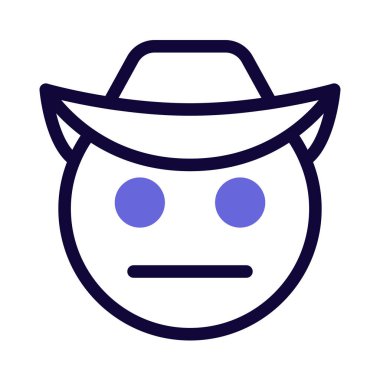 Şapkalı kovboy netural yüz ifadesi