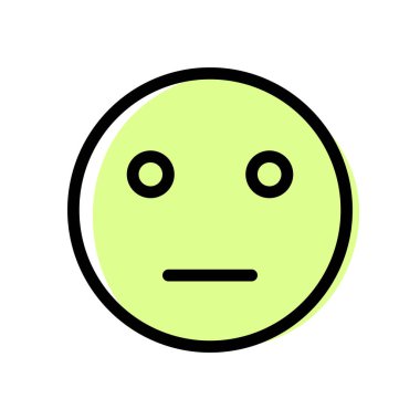 Düz ağızlı tarafsız yüz ifadesi.