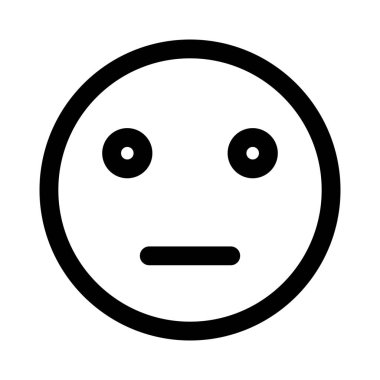 Düz ağızlı tarafsız yüz ifadesi.