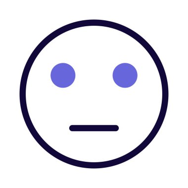 Düz ağızlı tarafsız yüz ifadesi.