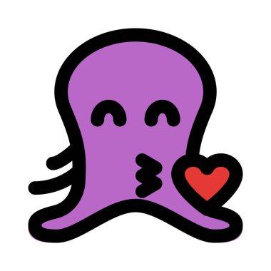 ahtapot ve birden fazla bacağı var emoji kalp ile öpücük üfleme
