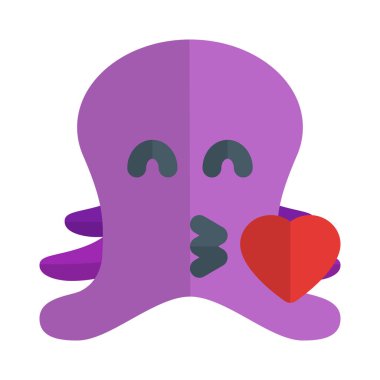ahtapot ve birden fazla bacağı var emoji kalp ile öpücük üfleme