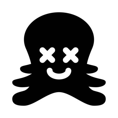 ahtapot nötr sahnede şaşı gözlerle