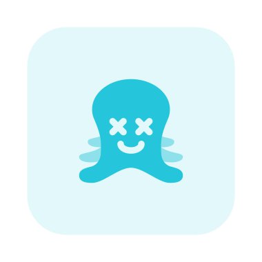 ahtapot nötr sahnede şaşı gözlerle