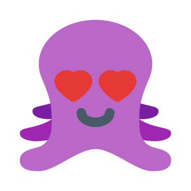 Aşk dolu kalp gözlü romantik ahtapot emojisi.