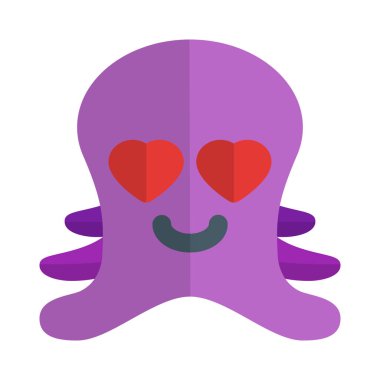 Aşk dolu kalp gözlü romantik ahtapot emojisi.