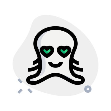 Aşk dolu kalp gözlü romantik ahtapot emojisi.