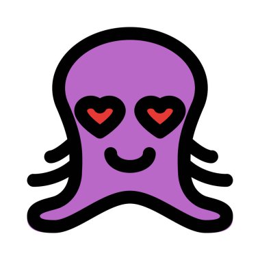 Aşk dolu kalp gözlü romantik ahtapot emojisi.