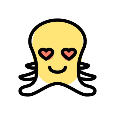 Aşk dolu kalp gözlü romantik ahtapot emojisi.